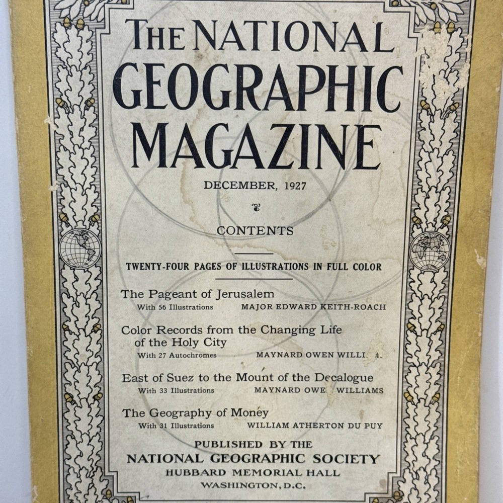 Vintage National Geographic Volume LII No. 6 Dec 1927 Jerusalem Holy City Color - Picture 3 of 5